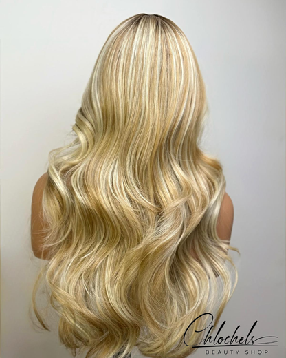 Perruque Blonde Balayage Glam Wave – Lace Front HD