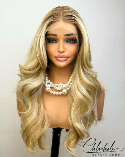 Perruque Blonde Balayage Glam Wave – Lace Front HD