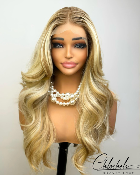 Perruque Blonde Balayage Glam Wave – Lace Front HD