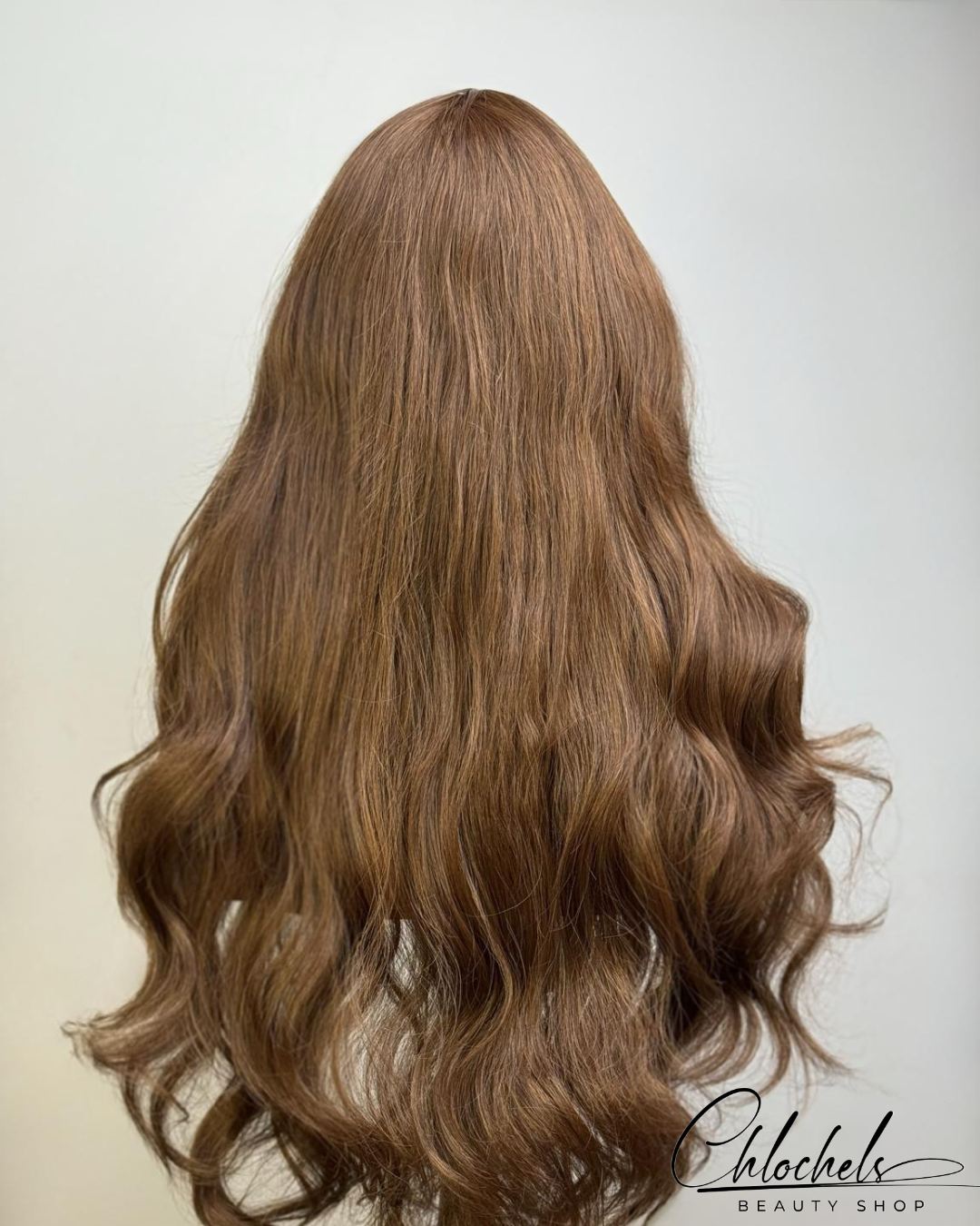 perruque ondulée brun chocolat & miel-effet naturel premium