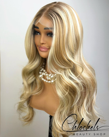 Perruque Blonde Balayage Glam Wave – Lace Front HD