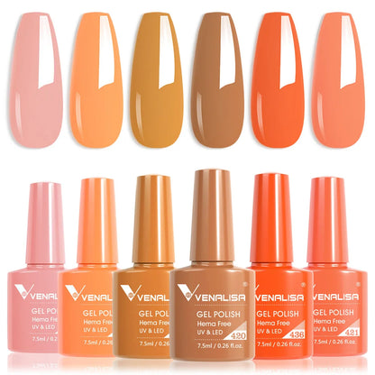 Venalisa Color Nail Gel Polish Kit  Jelly Pink Semi-transparent HEMA FREE Self Leveling Nude Natural Pink Nail Manicure Set